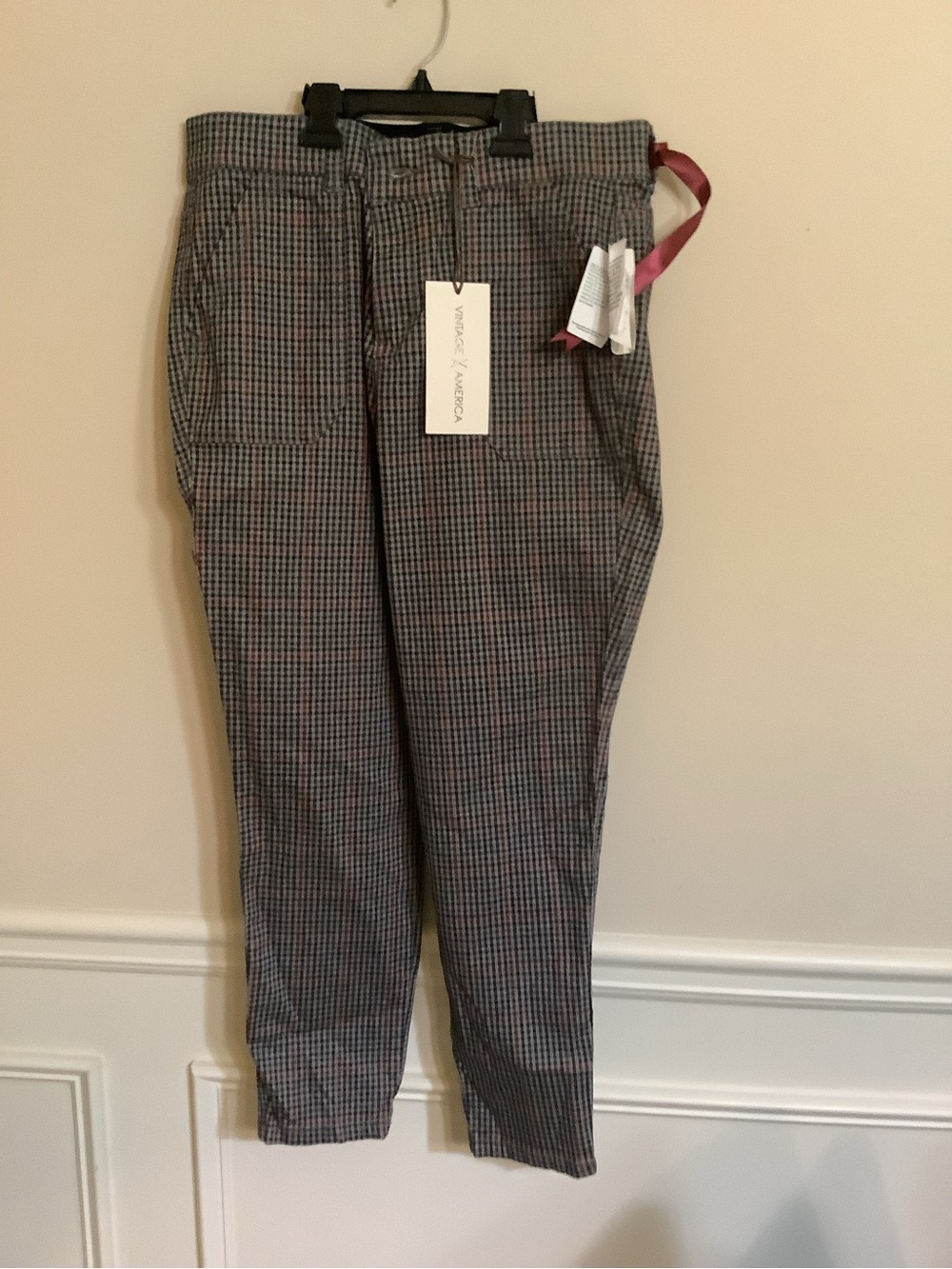 Vintage America Women’s Gray Plaid Dress Pants